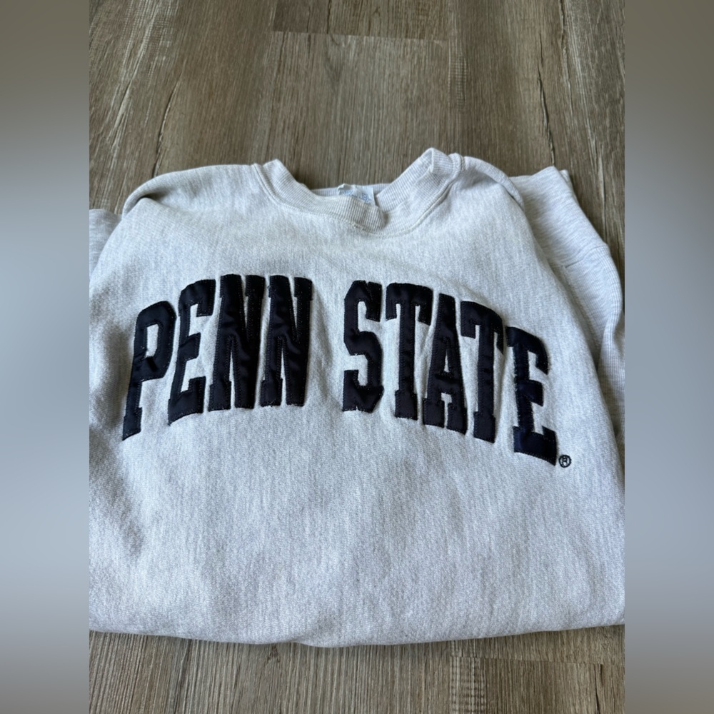 VTG Reverse Weave PENN STATE Sweatshirt Crewneck Embroidered Gray Blue Size S M - Picture 16 of 16